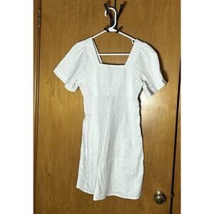 MADEWELL Square Neck Mini Dress with Back Cutout 100% Linen Size 0 NEW